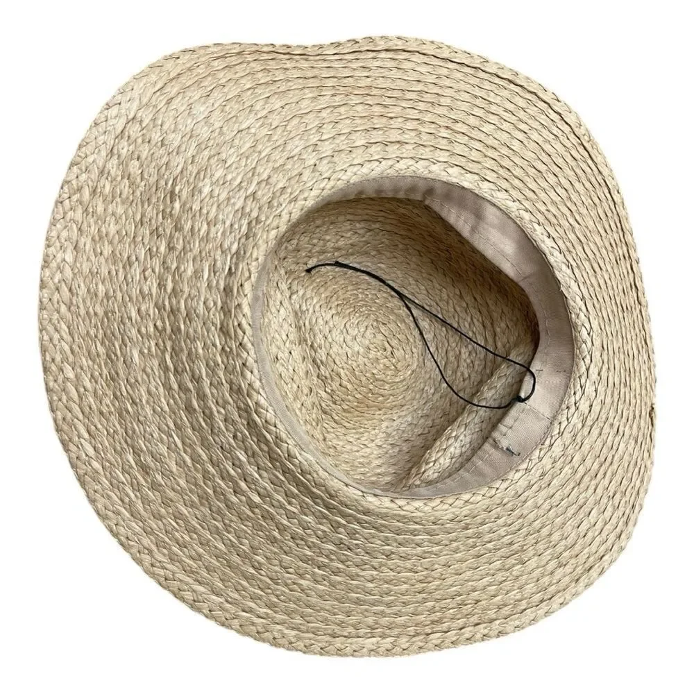 Vince Camuto Tan Straw Sun Hat with Blue Ribbon Size S/M